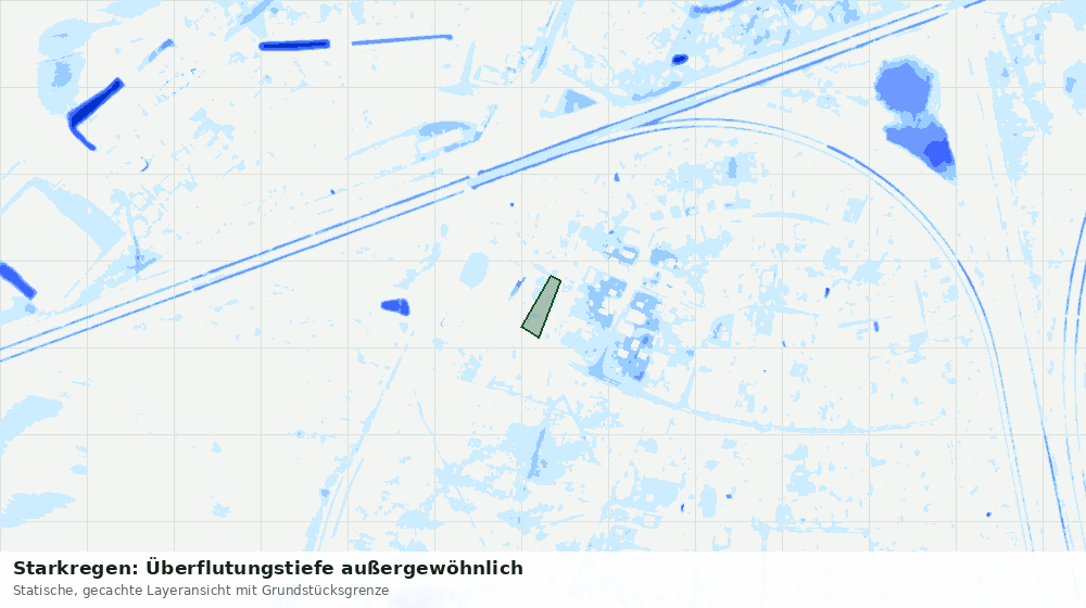 Statische Kartenansicht: Starkregen: Überflutungstiefe außergewöhnlich