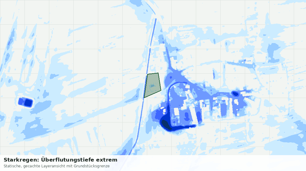 Statische Kartenansicht: Starkregen: Überflutungstiefe extrem