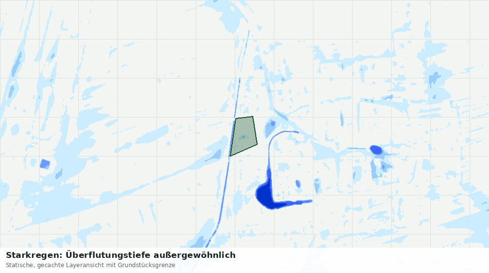 Statische Kartenansicht: Starkregen: Überflutungstiefe außergewöhnlich
