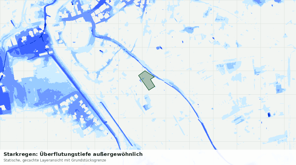 Statische Kartenansicht: Starkregen: Überflutungstiefe außergewöhnlich