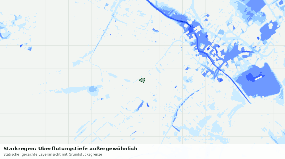 Statische Kartenansicht: Starkregen: Überflutungstiefe außergewöhnlich