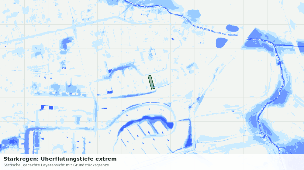 Statische Kartenansicht: Starkregen: Überflutungstiefe extrem