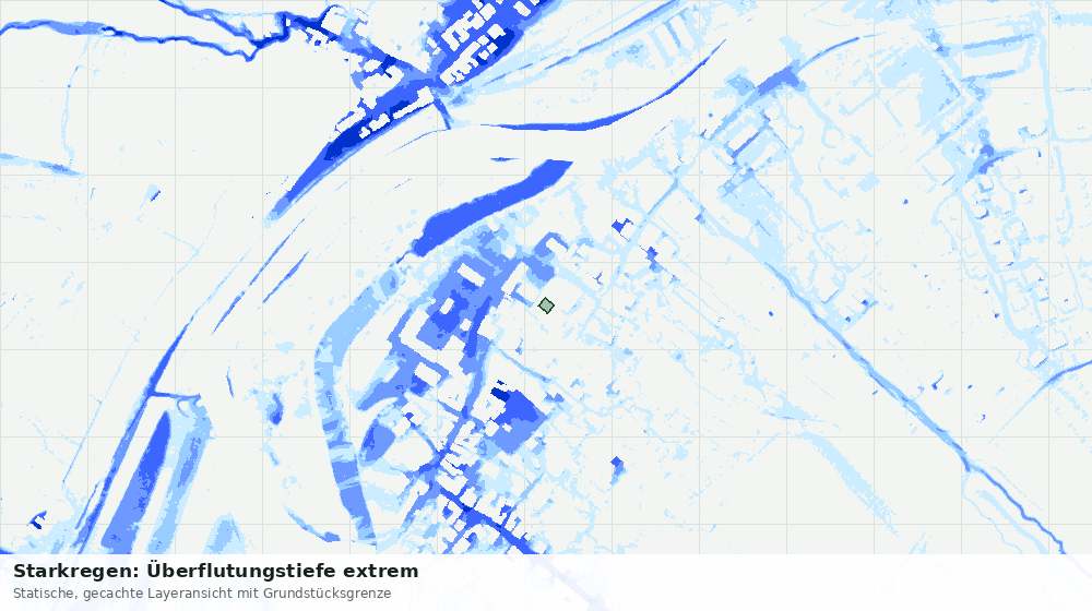 Statische Kartenansicht: Starkregen: Überflutungstiefe extrem