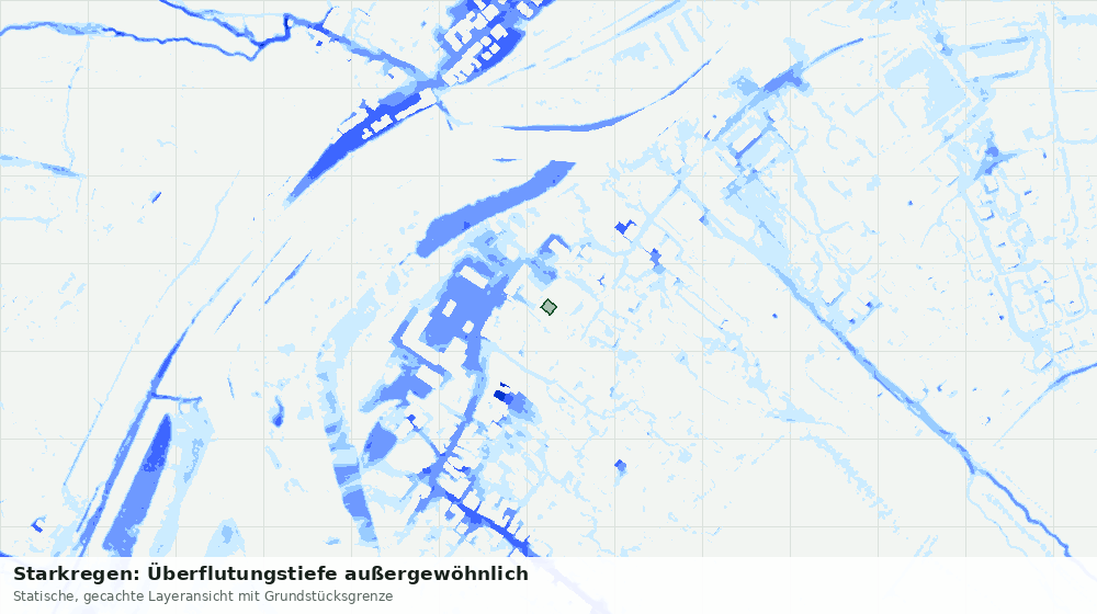 Statische Kartenansicht: Starkregen: Überflutungstiefe außergewöhnlich