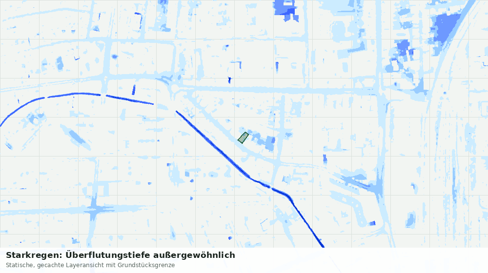 Statische Kartenansicht: Starkregen: Überflutungstiefe außergewöhnlich