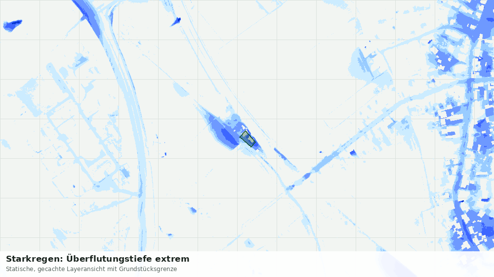 Statische Kartenansicht: Starkregen: Überflutungstiefe extrem