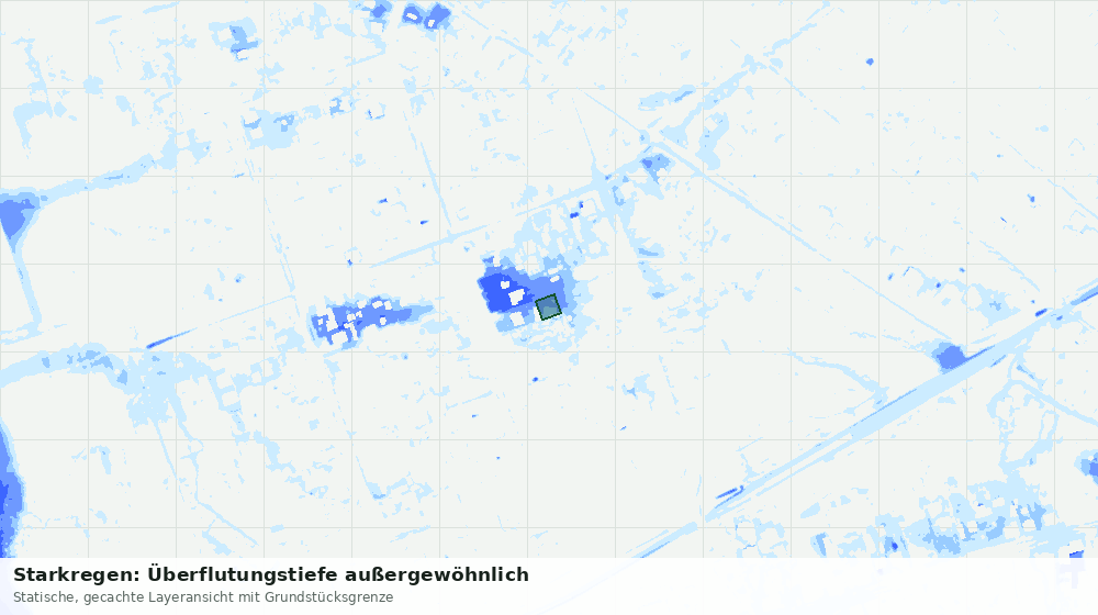 Statische Kartenansicht: Starkregen: Überflutungstiefe außergewöhnlich