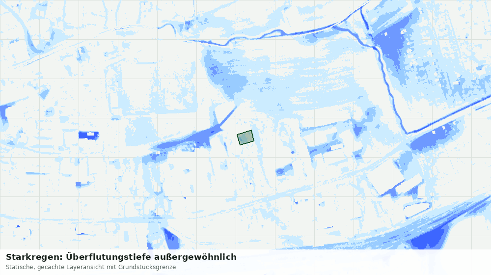 Statische Kartenansicht: Starkregen: Überflutungstiefe außergewöhnlich