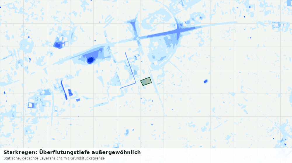 Statische Kartenansicht: Starkregen: Überflutungstiefe außergewöhnlich