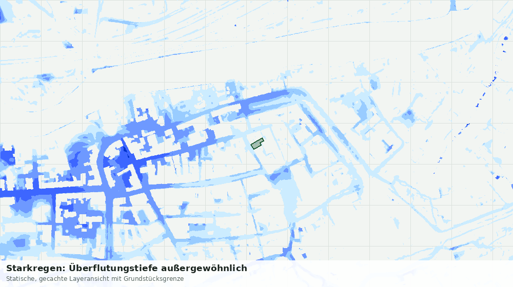 Statische Kartenansicht: Starkregen: Überflutungstiefe außergewöhnlich