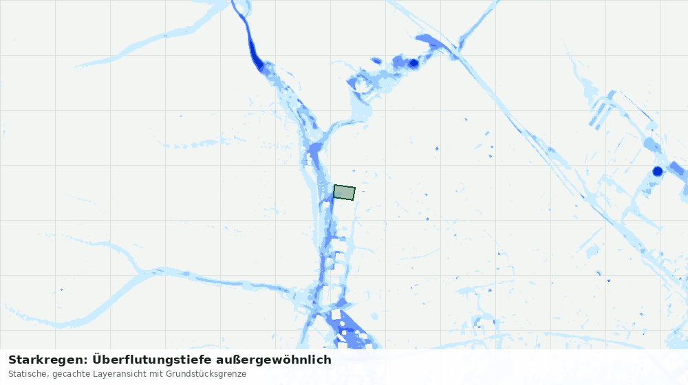 Statische Kartenansicht: Starkregen: Überflutungstiefe außergewöhnlich