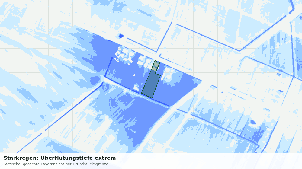 Statische Kartenansicht: Starkregen: Überflutungstiefe extrem