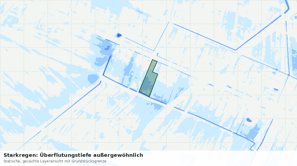 Statische Kartenansicht: Starkregen: Überflutungstiefe außergewöhnlich