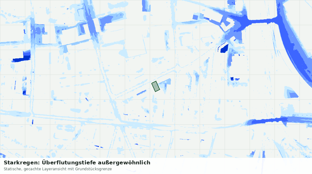 Statische Kartenansicht: Starkregen: Überflutungstiefe außergewöhnlich