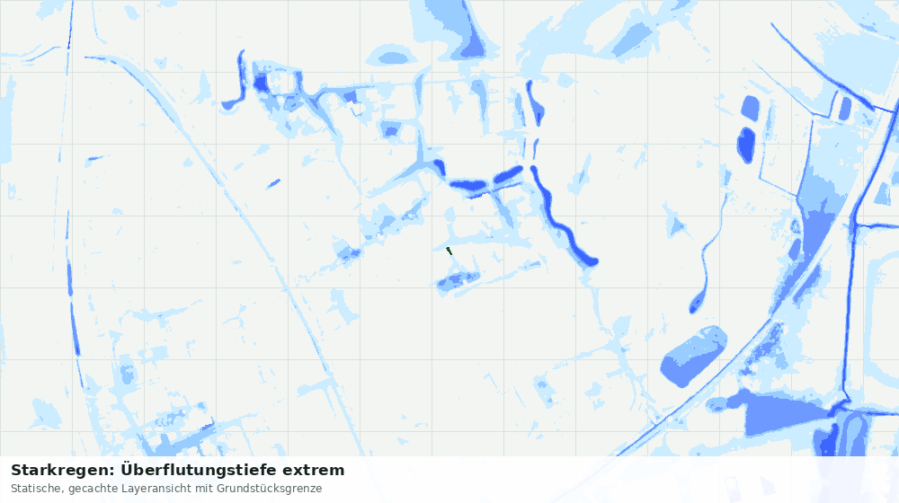 Statische Kartenansicht: Starkregen: Überflutungstiefe extrem