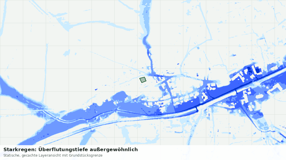 Statische Kartenansicht: Starkregen: Überflutungstiefe außergewöhnlich