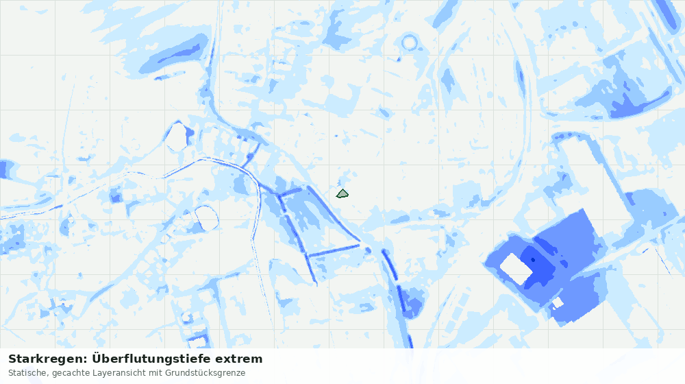 Statische Kartenansicht: Starkregen: Überflutungstiefe extrem