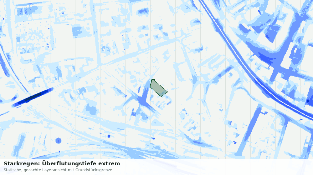 Statische Kartenansicht: Starkregen: Überflutungstiefe extrem