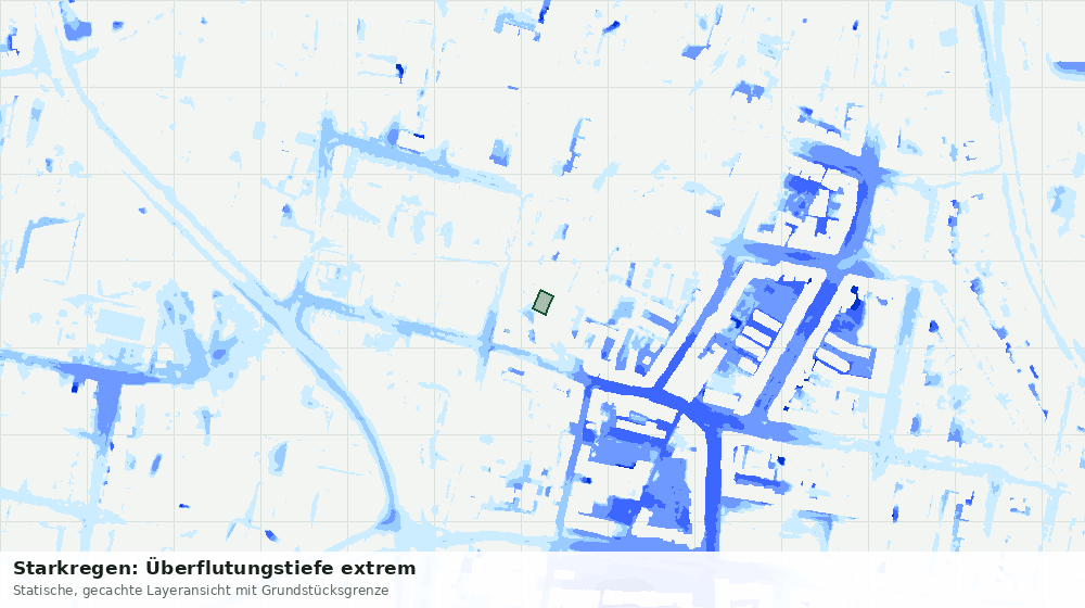 Statische Kartenansicht: Starkregen: Überflutungstiefe extrem