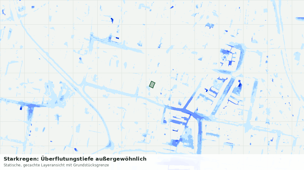 Statische Kartenansicht: Starkregen: Überflutungstiefe außergewöhnlich
