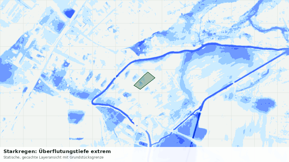 Statische Kartenansicht: Starkregen: Überflutungstiefe extrem