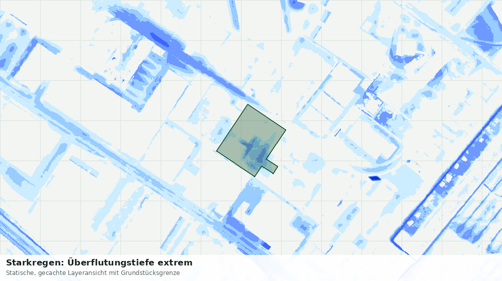 Statische Kartenansicht: Starkregen: Überflutungstiefe extrem