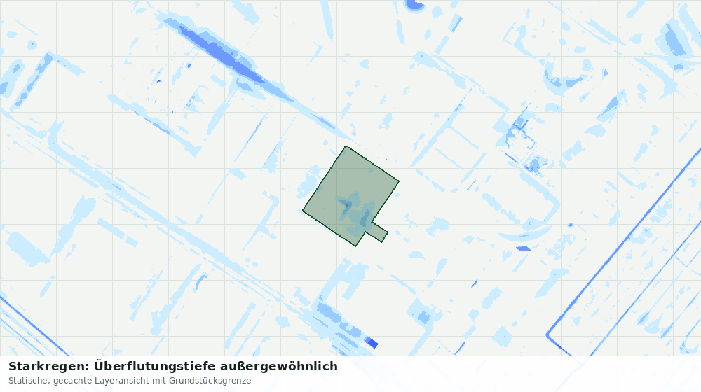 Statische Kartenansicht: Starkregen: Überflutungstiefe außergewöhnlich