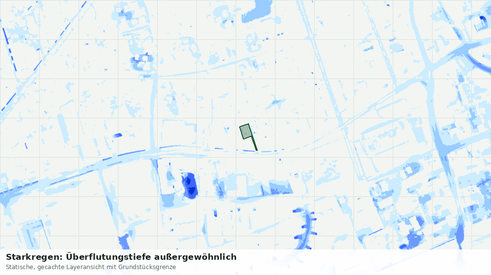 Statische Kartenansicht: Starkregen: Überflutungstiefe außergewöhnlich