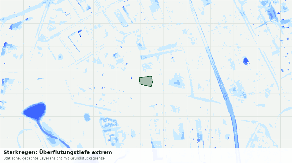 Statische Kartenansicht: Starkregen: Überflutungstiefe extrem