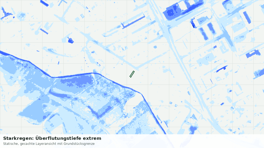 Statische Kartenansicht: Starkregen: Überflutungstiefe extrem
