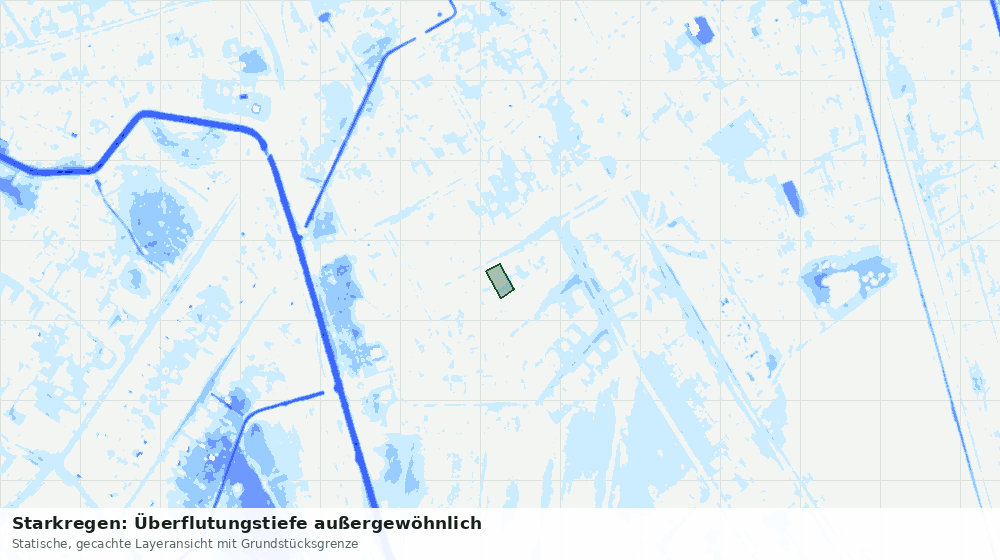 Statische Kartenansicht: Starkregen: Überflutungstiefe außergewöhnlich