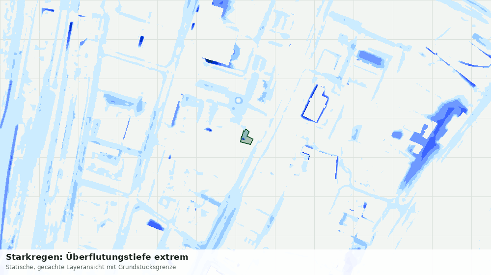 Statische Kartenansicht: Starkregen: Überflutungstiefe extrem