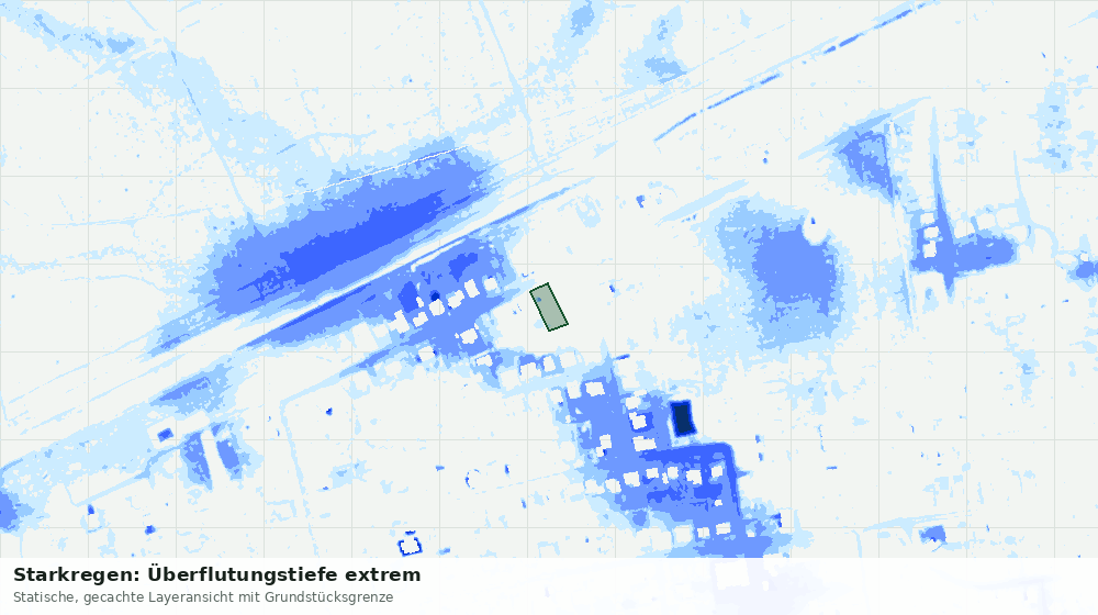 Statische Kartenansicht: Starkregen: Überflutungstiefe extrem