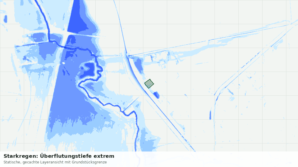 Statische Kartenansicht: Starkregen: Überflutungstiefe extrem