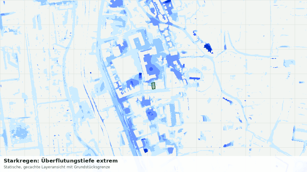Statische Kartenansicht: Starkregen: Überflutungstiefe extrem