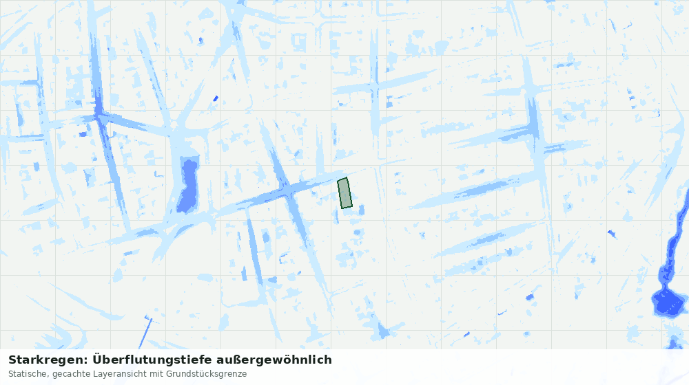 Statische Kartenansicht: Starkregen: Überflutungstiefe außergewöhnlich
