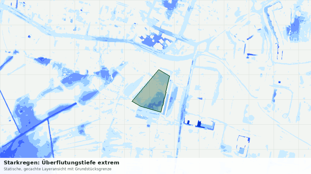 Statische Kartenansicht: Starkregen: Überflutungstiefe extrem