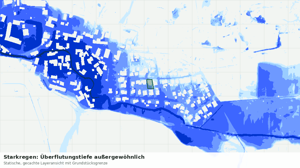 Statische Kartenansicht: Starkregen: Überflutungstiefe außergewöhnlich