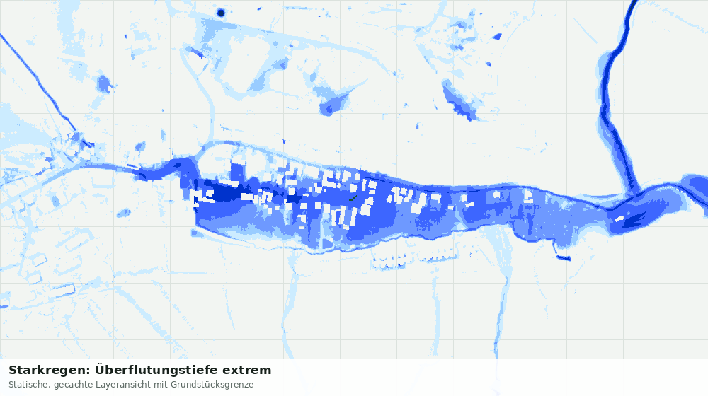 Statische Kartenansicht: Starkregen: Überflutungstiefe extrem