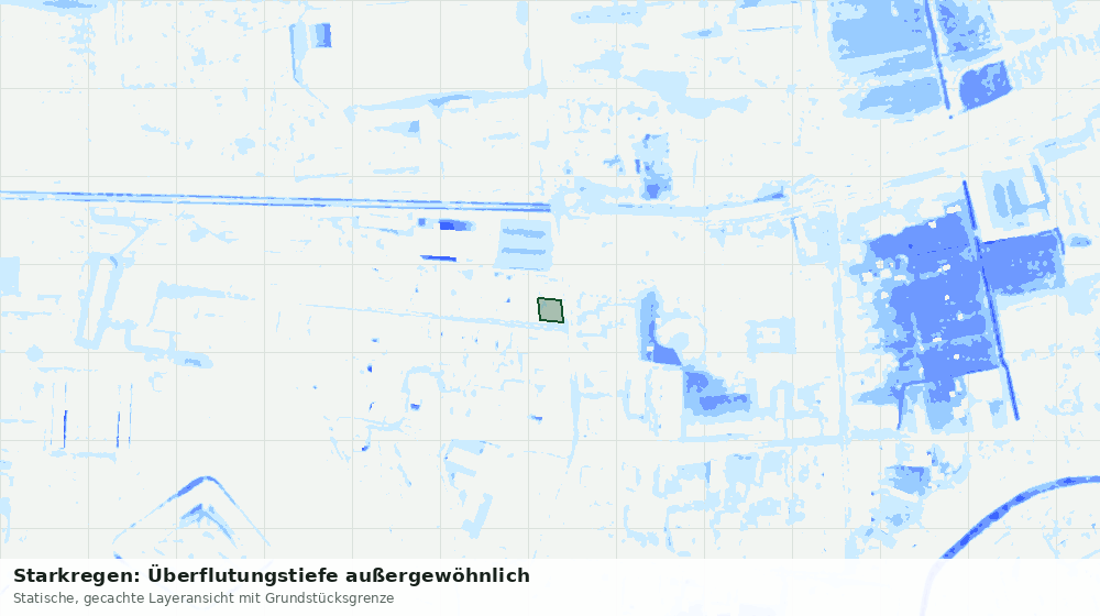 Statische Kartenansicht: Starkregen: Überflutungstiefe außergewöhnlich