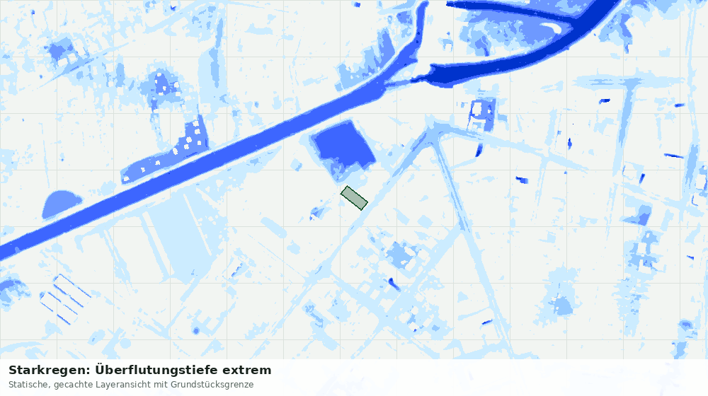 Statische Kartenansicht: Starkregen: Überflutungstiefe extrem