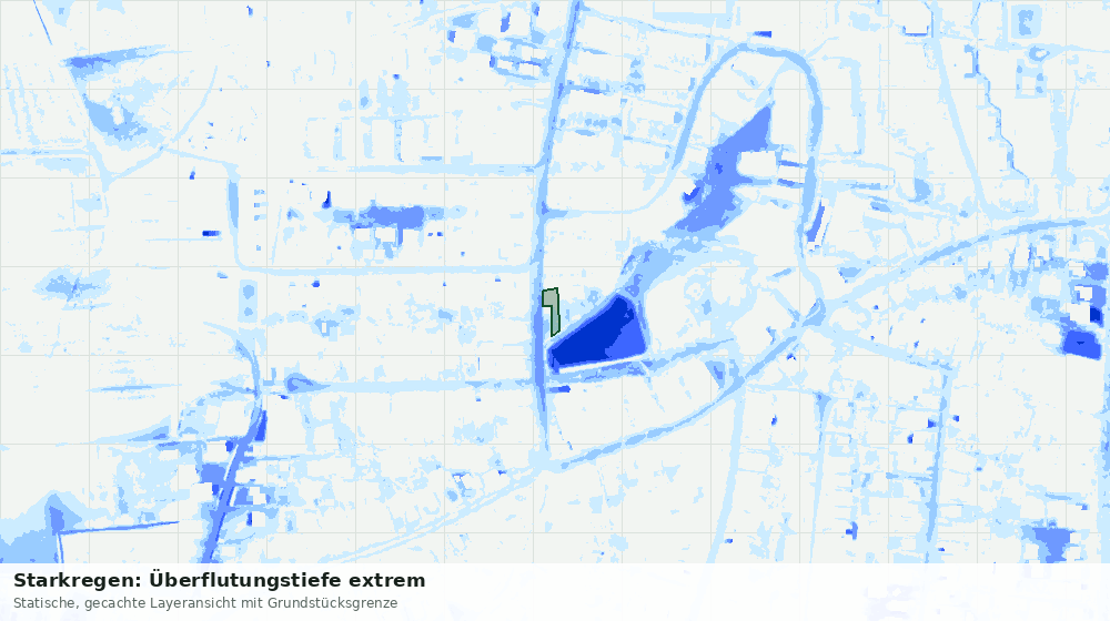 Statische Kartenansicht: Starkregen: Überflutungstiefe extrem
