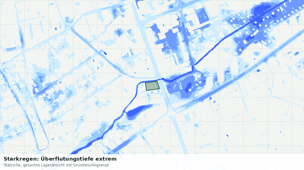 Statische Kartenansicht: Starkregen: Überflutungstiefe extrem