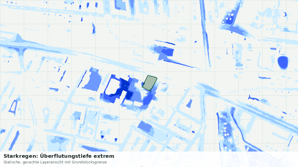 Statische Kartenansicht: Starkregen: Überflutungstiefe extrem