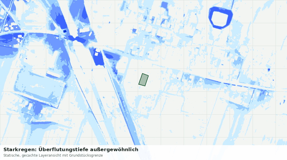 Statische Kartenansicht: Starkregen: Überflutungstiefe außergewöhnlich