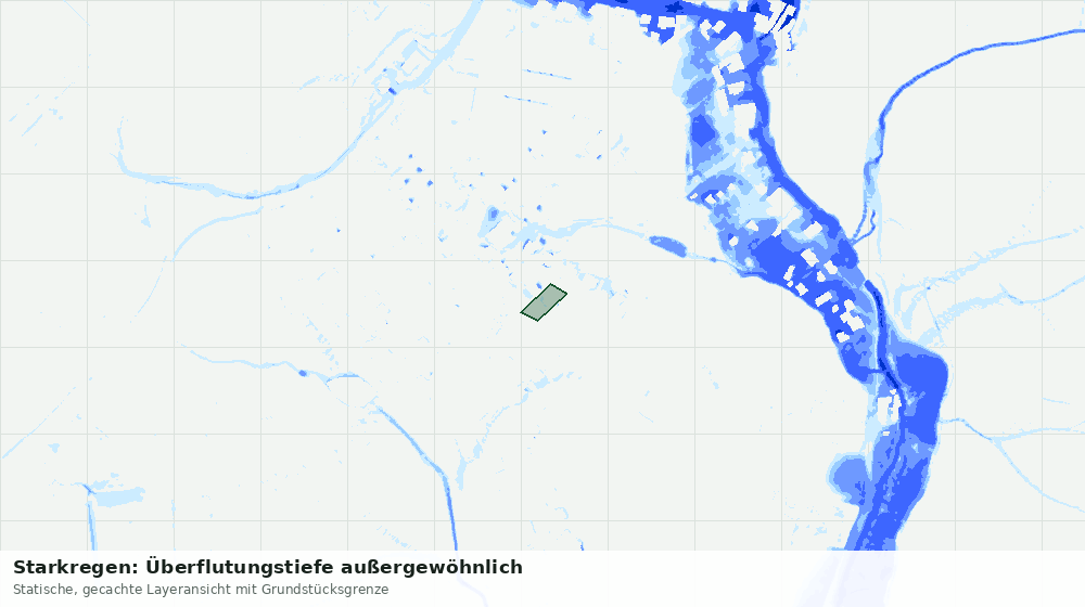 Statische Kartenansicht: Starkregen: Überflutungstiefe außergewöhnlich