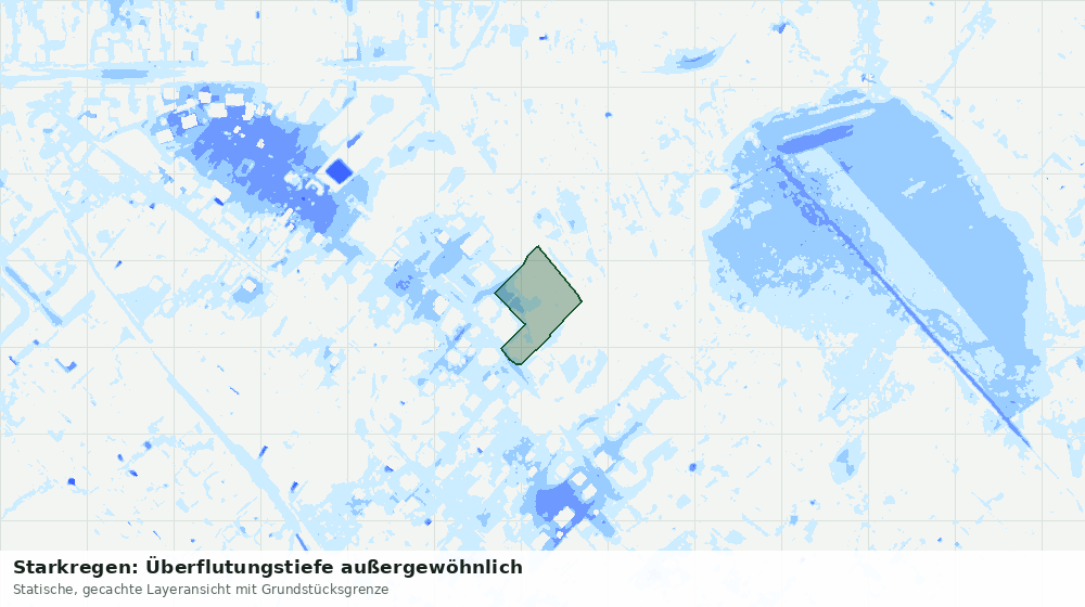 Statische Kartenansicht: Starkregen: Überflutungstiefe außergewöhnlich