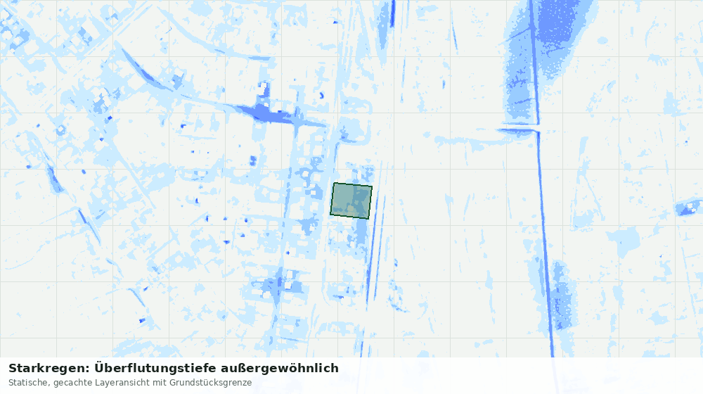 Statische Kartenansicht: Starkregen: Überflutungstiefe außergewöhnlich