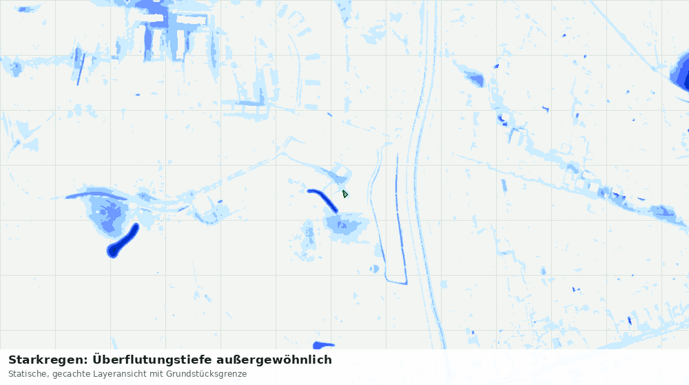 Statische Kartenansicht: Starkregen: Überflutungstiefe außergewöhnlich