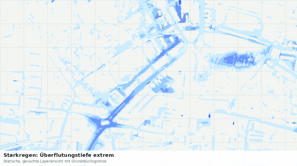 Statische Kartenansicht: Starkregen: Überflutungstiefe extrem